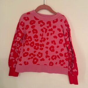 Gap kids pink/red leopard print sweater